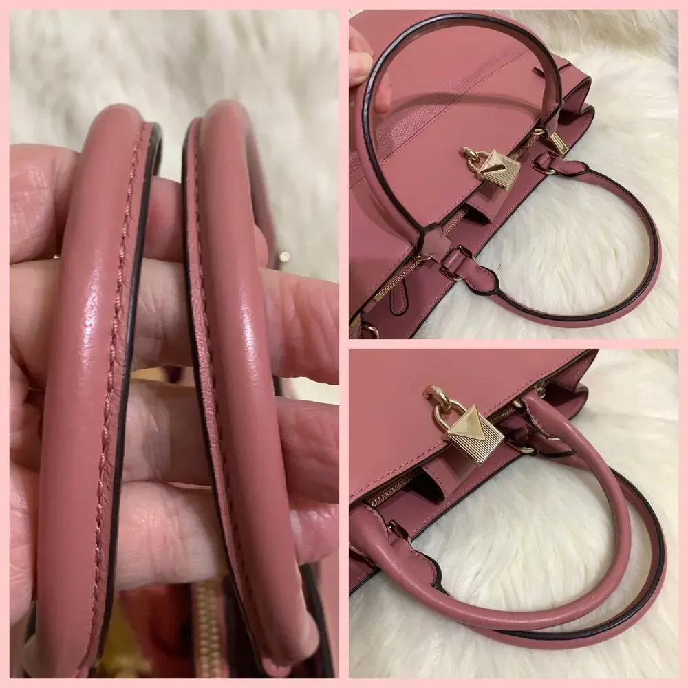 MICHAEL KORS Soft Pink Large Leather GRAMERCY Padlock Satchel